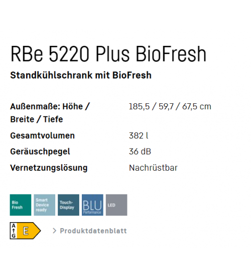 LIEBHERR利勃海尔RBe 5220 Plus独立式冰箱生物养鲜